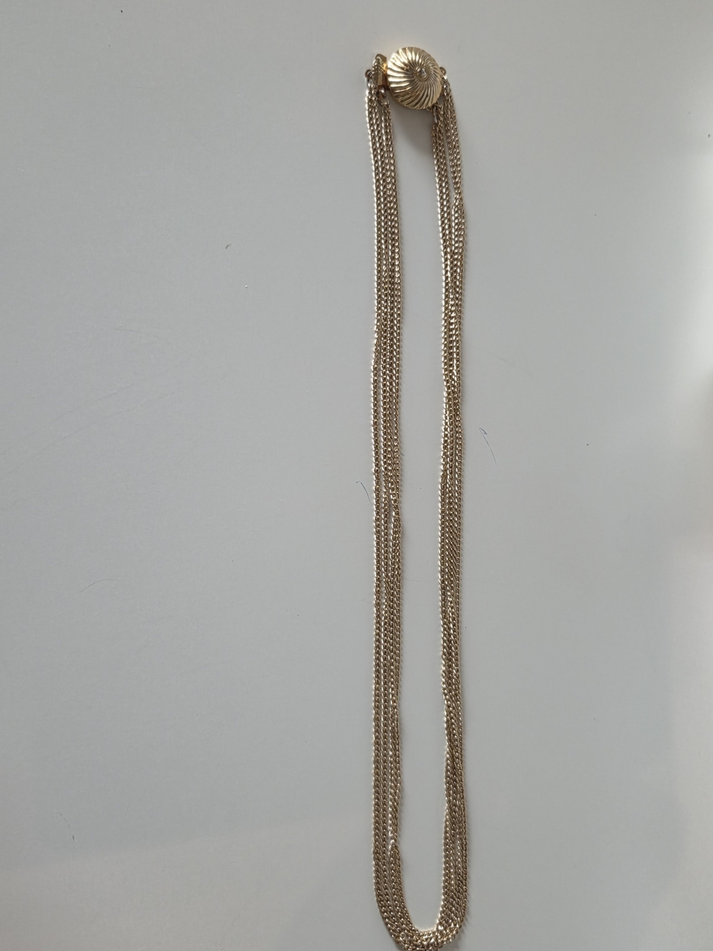 Vintage Gold Multi Strand Curb Chain Necklace Decorative Clasp